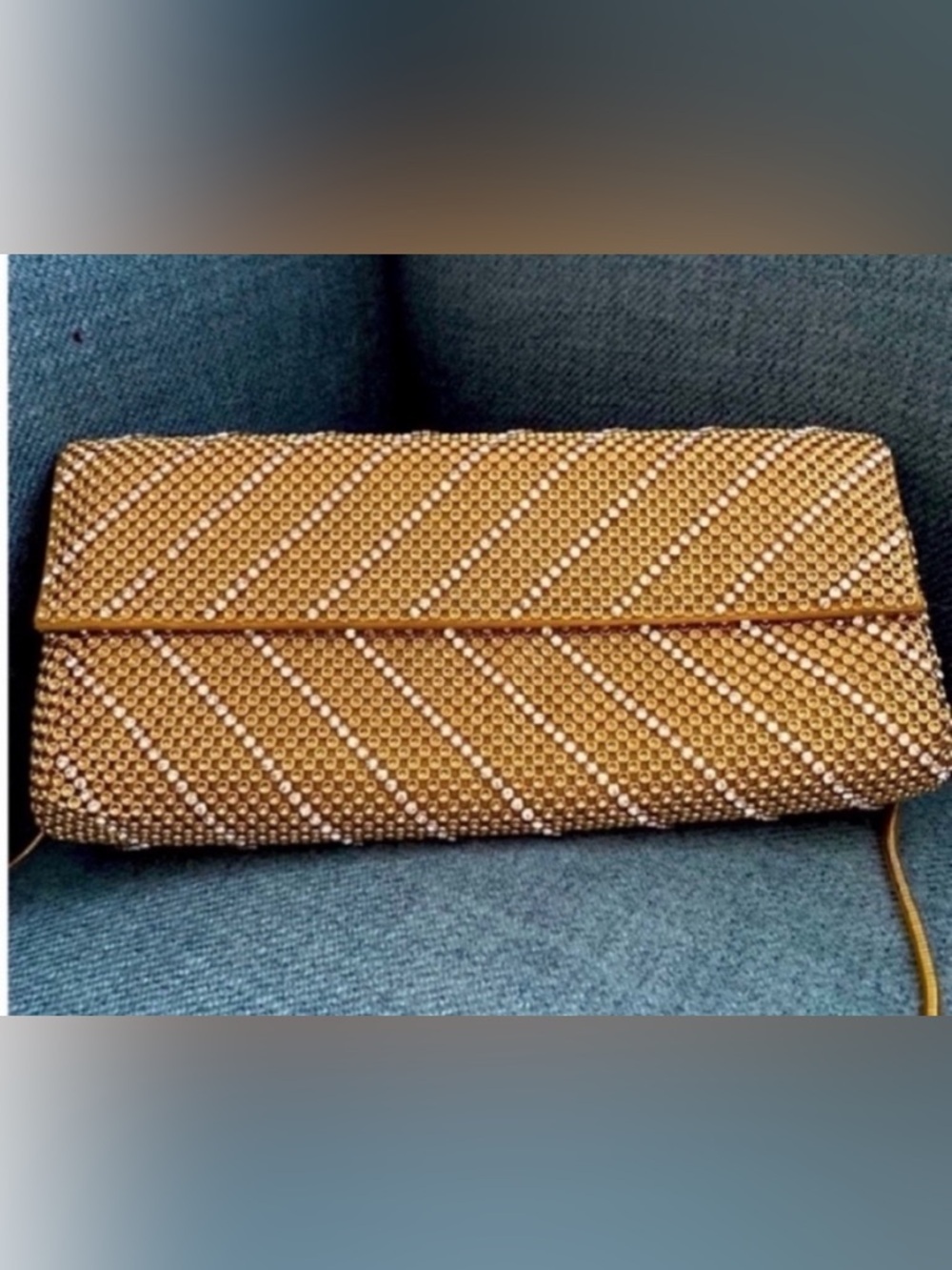 Whiting & Davis Bag Swarovski Crystal Embellished Gold Clutch Shoulder Bag